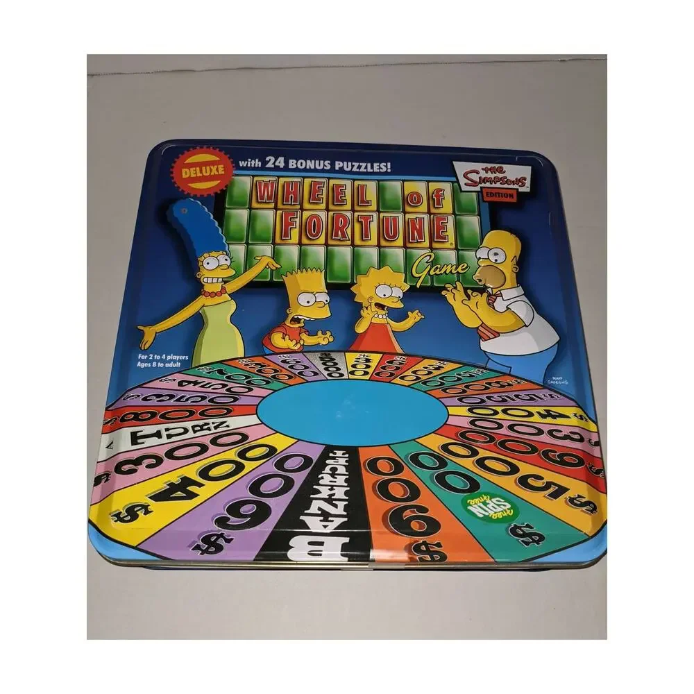 Vintage 2005 The Simpsons Wheel of Fortune Deluxe Board Game Collectors Tin